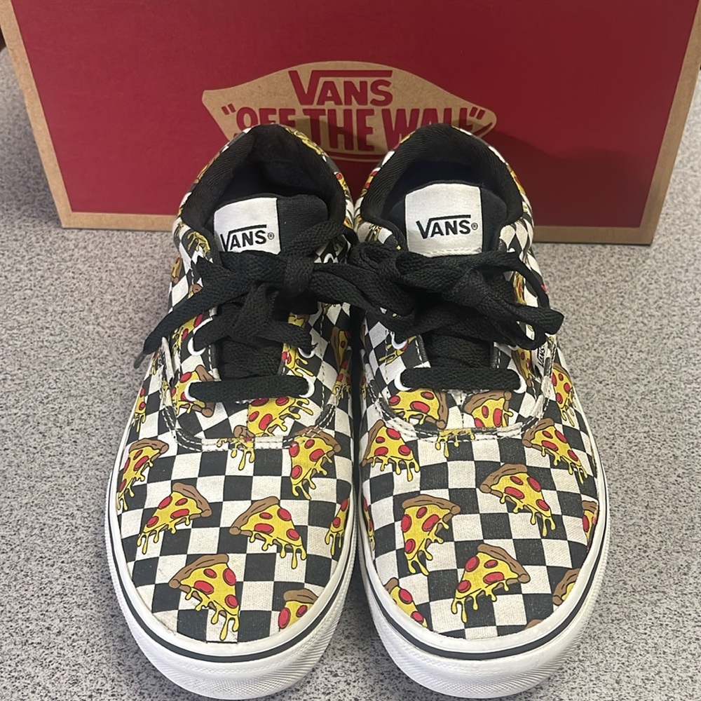 Kids' Vans Doheny Canvas Checkerboard Pizza Skate Shoes (Size 5)